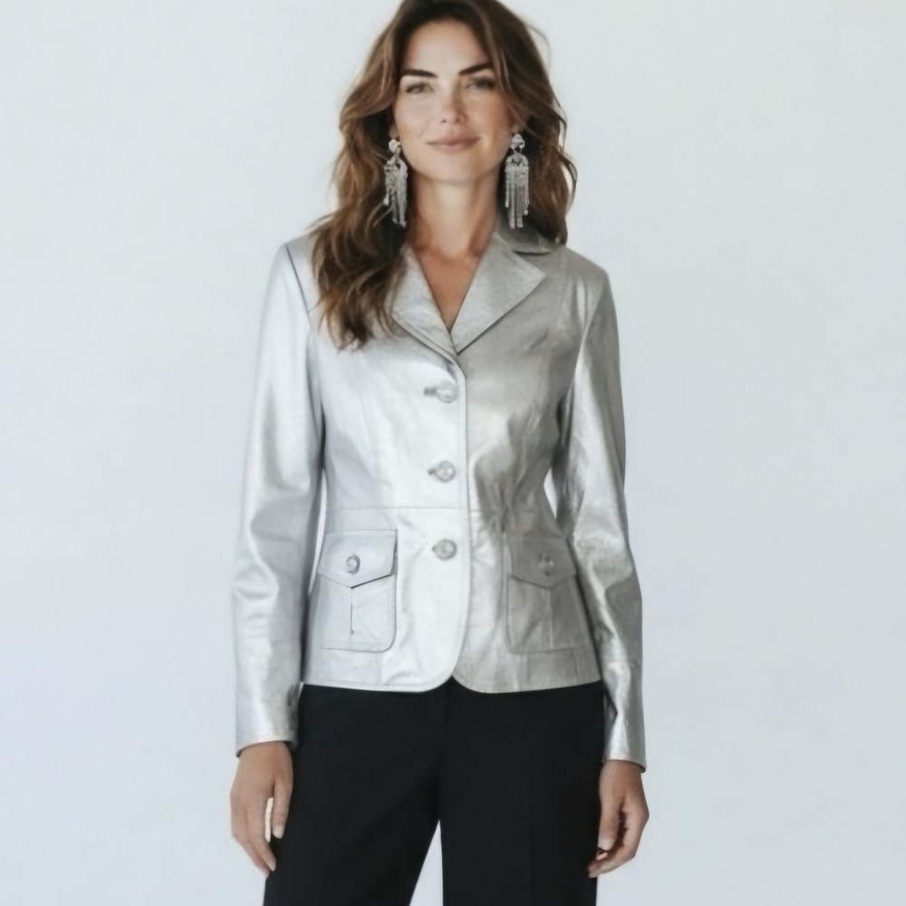 SPANNER Metallic Silver Women's Blazer